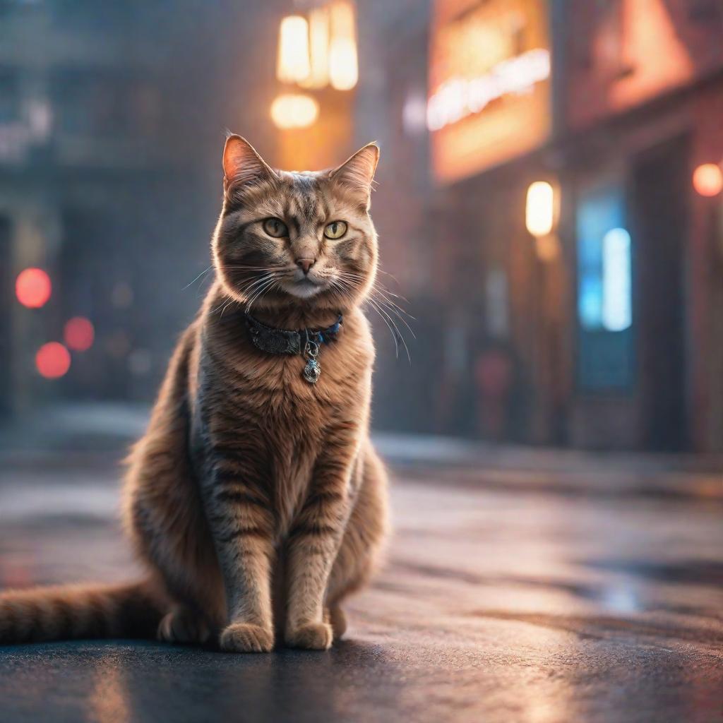  a cat in a space hyperrealistic, full body, detailed clothing, highly detailed, cinematic lighting, stunningly beautiful, intricate, sharp focus, f/1. 8, 85mm, (centered image composition), (professionally color graded), ((bright soft diffused light)), volumetric fog, trending on instagram, trending on tumblr, HDR 4K, 8K