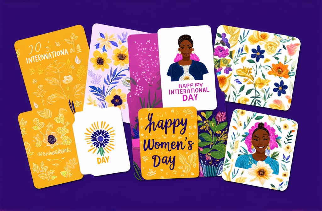  happy international women's day. march 8th. different races and nationalities. colored hand drawn vector illustrations. set of cards and seamless pattern ar 3:2 {prompt}, maximum details