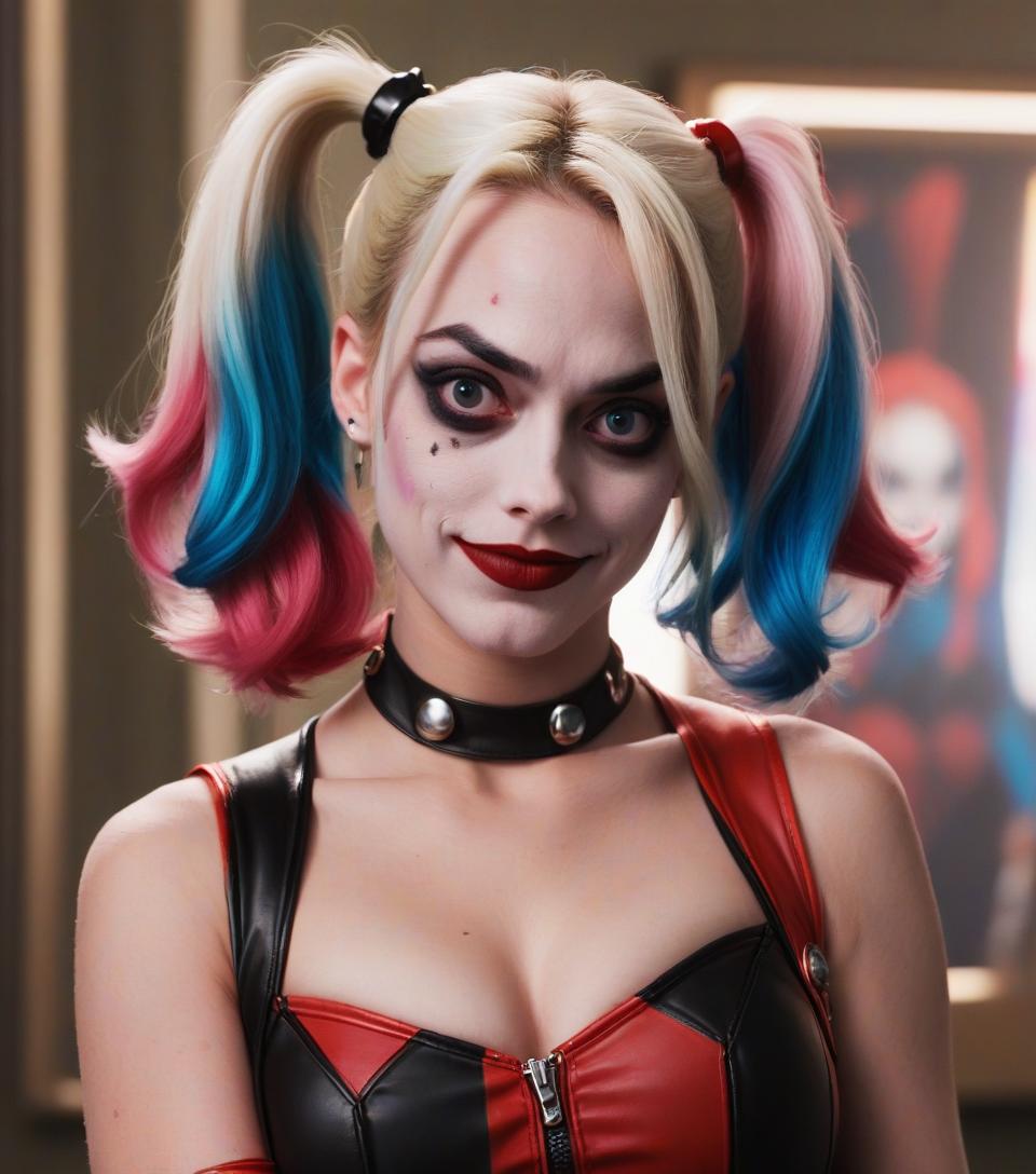  cute face. margo robbi. harley quinn. hot clothes