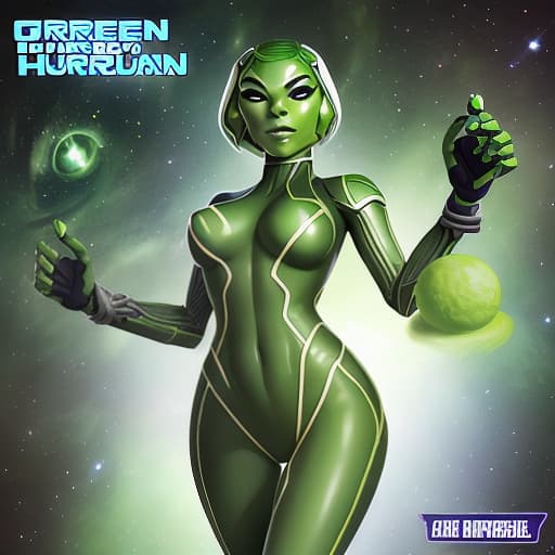  Charly Jordan as a green-skinned humanoid female from another galaxy, full body, erotic