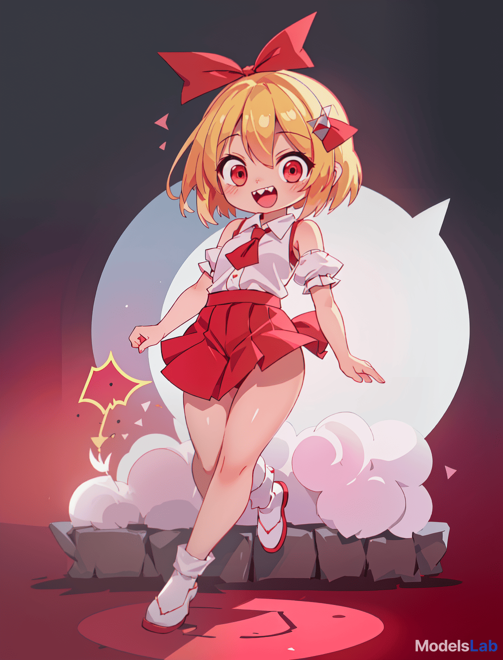  rumia, touhou project, , cute, happy, girl, elementary student, straight hair, blonde hair, short hair, red hair tie, sharp teeth, razor sharp teeth, flat , no s, board like, no , bare , bottomless, , , , lewd, anime, , , cameltoe, s, pink s, aroused rumia is a cute girl, around 128cm, with a cute face and sharp teeth. she has short blonde hair approximately to her shoulders, tied at one side with a red ribbon that's used to seal her true power. she has crimson red eyes, and a like body with a flat , plump , and a puffy mound that looks like a 's. hyperrealistic, full body, detailed clothing, highly detailed, cinematic lighting, stunningly beautiful, intricate, sharp focus, f/1. 8, 85mm, (centered image composition), (professionally color graded), ((bright soft diffused light)), volumetric fog, trending on instagram, trending on tumblr, HDR 4K, 8K