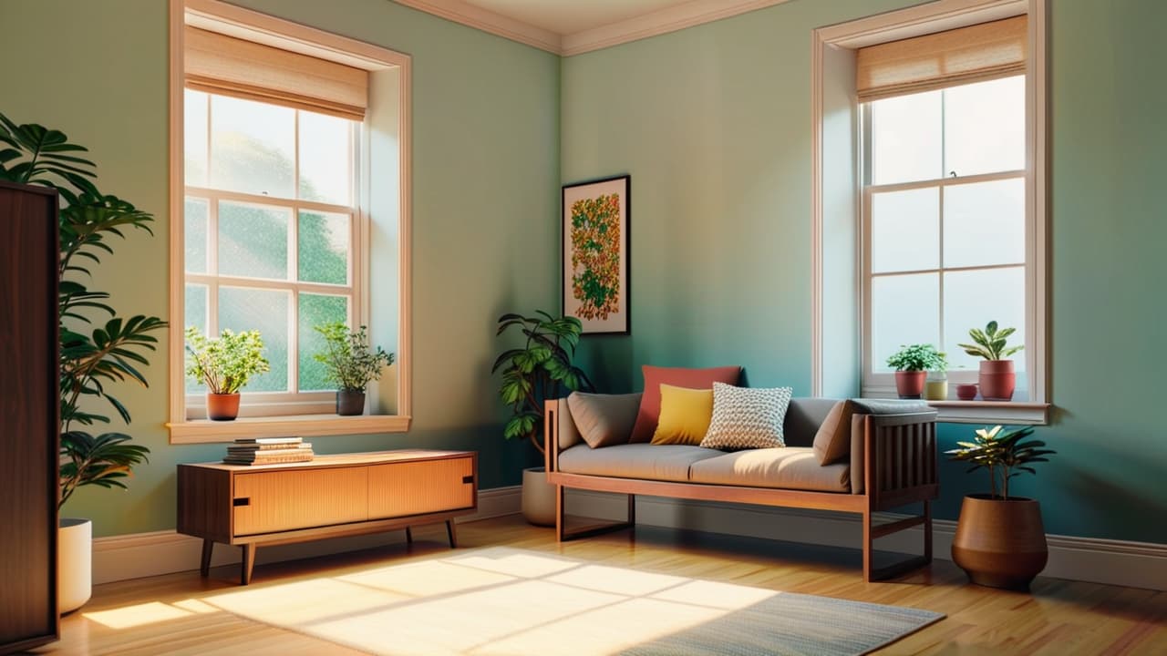  a serene, uncluttered room featuring natural light, a single potted plant, and a cozy reading nook by a window, evoking tranquility and mindfulness, with soft, neutral colors enhancing a sense of peace. hyperrealistic, full body, detailed clothing, highly detailed, cinematic lighting, stunningly beautiful, intricate, sharp focus, f/1. 8, 85mm, (centered image composition), (professionally color graded), ((bright soft diffused light)), volumetric fog, trending on instagram, trending on tumblr, HDR 4K, 8K