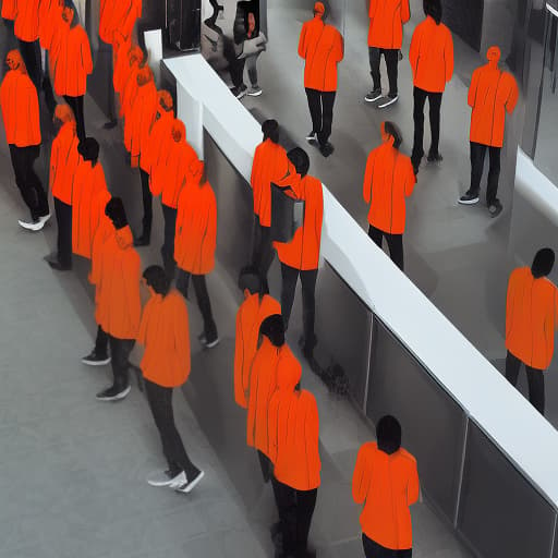 dvarchmodern the city of the future people in headphones in orange clothes