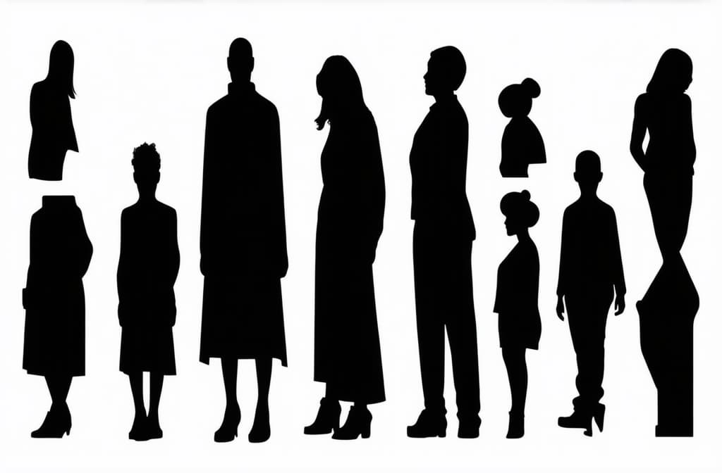  vector, isolated, set of people silhouettes, colored flat style illustration ar 3:2 {prompt}, maximum details