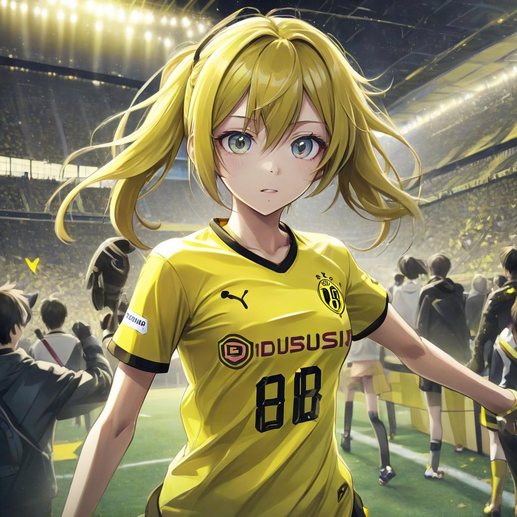  anime artwork "borussia dortmund" in the image of anime girl . anime style, key visual, vibrant, studio anime, highly detailed