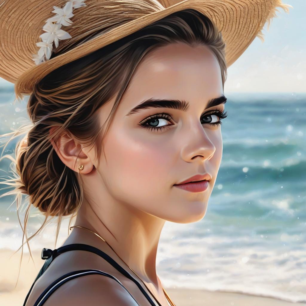  emma watson beach photo realistic, highly intricate and detailed, masterpiece, ultra high res,photography,8k resolution