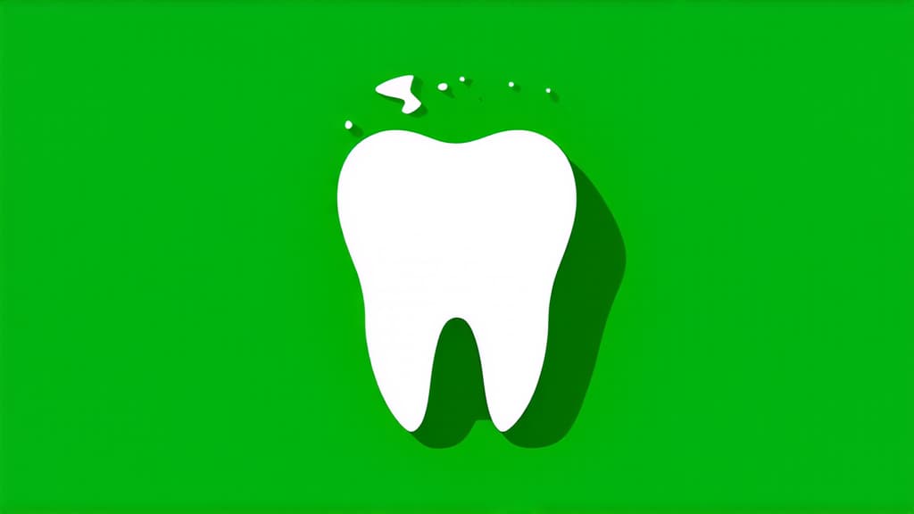  flat illustration, flaticon, (illustration:1.15), rotten tooth on green background ar 16:9, [cory loftis, strobist, pascal campion :: 0.2]