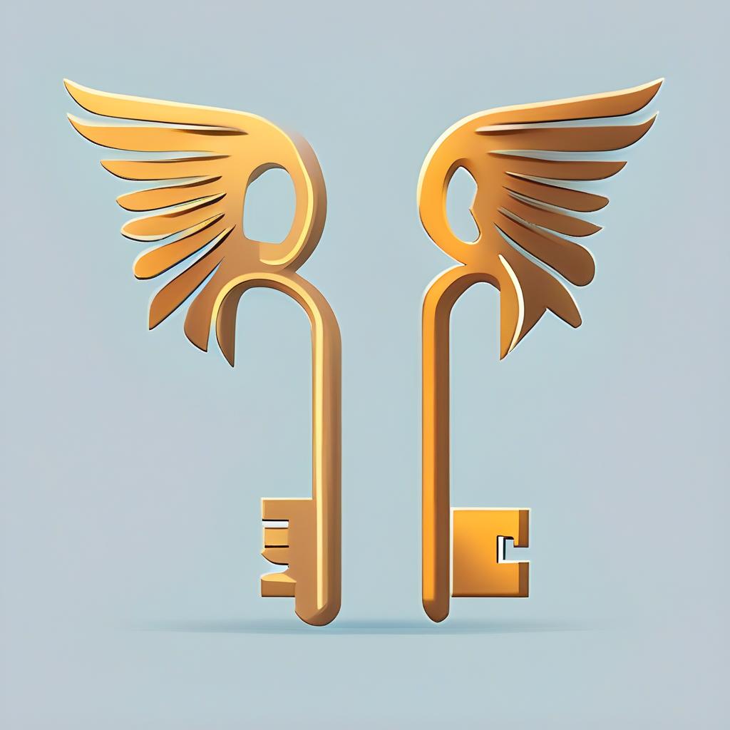  app icon of 2 winged keys crossed simplified