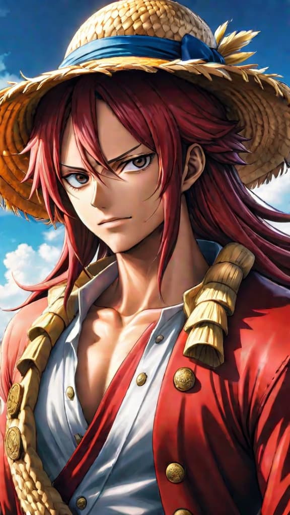  an anime art depicting shanks's straw hat symbolizing trust in luffy's faith and leadership (one piece). hyperrealistic, full body, detailed clothing, highly detailed, cinematic lighting, stunningly beautiful, intricate, sharp focus, f/1. 8, 85mm, (centered image composition), (professionally color graded), ((bright soft diffused light)), volumetric fog, trending on instagram, trending on tumblr, HDR 4K, 8K