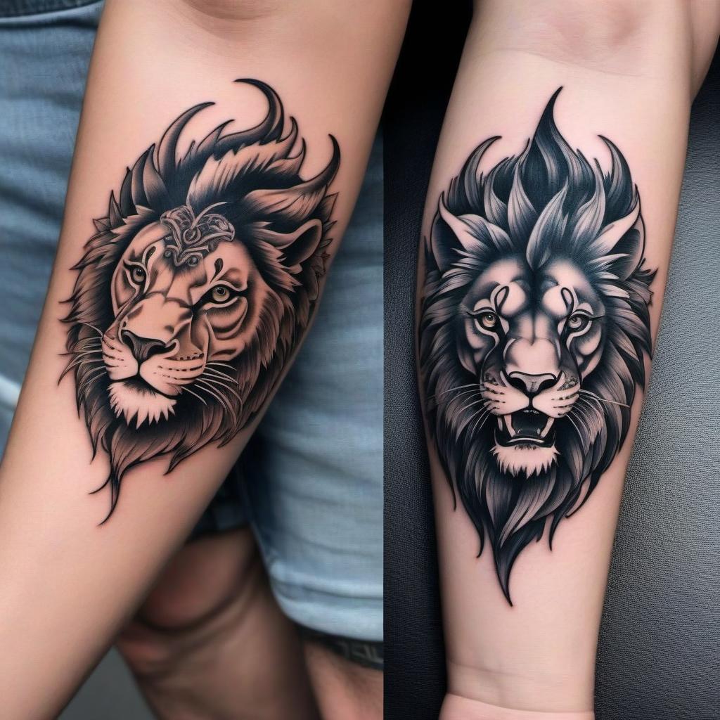  Dragon + lion tattoo