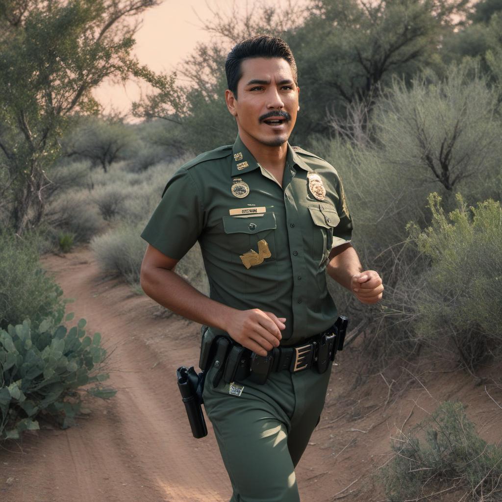  mexican guy running from border patrol, profile image style