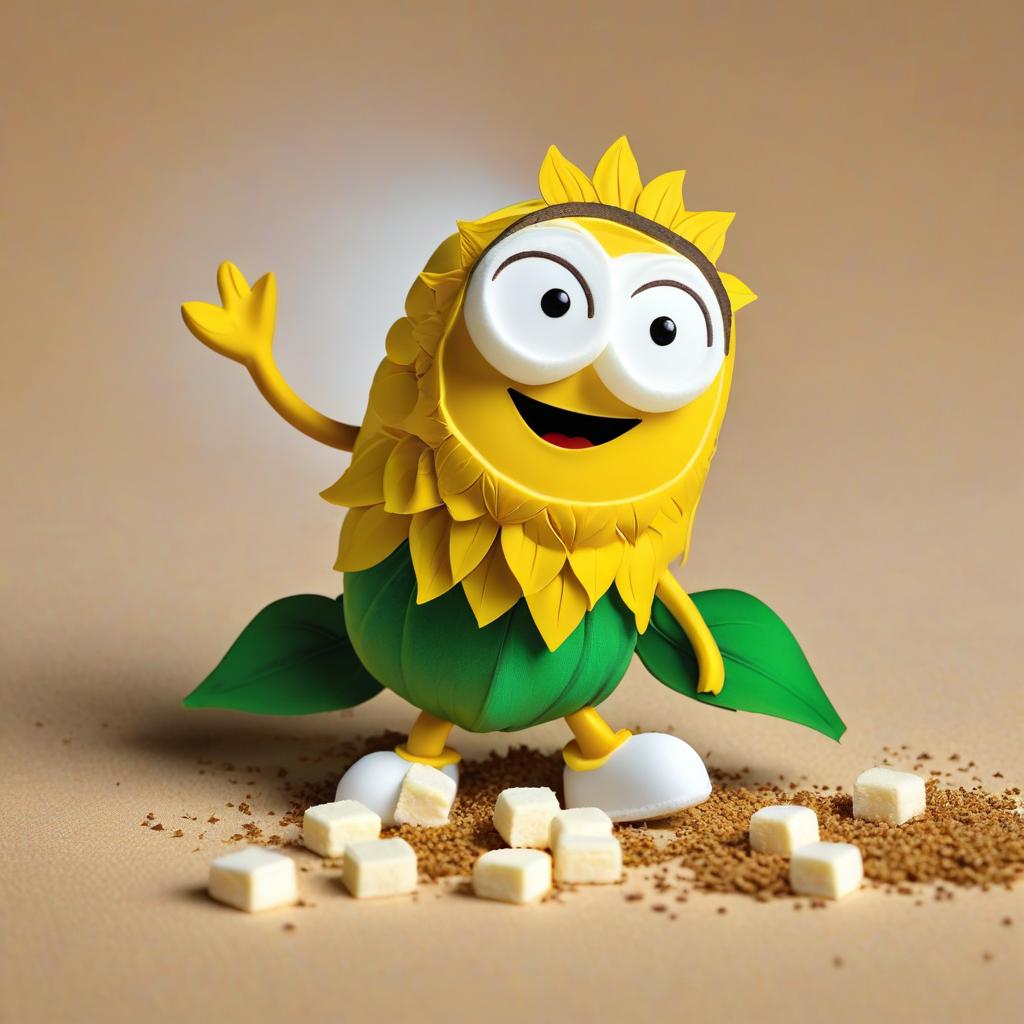  sunflower banana marshmallow character, award winning, professional, highly detailed, masterpiece