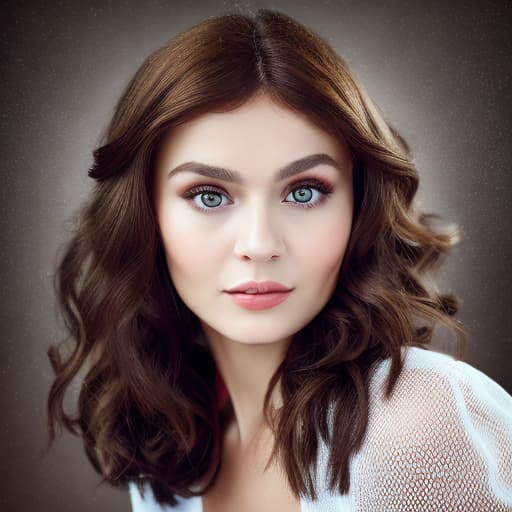 portrait+ style Russian queer TV actress brunette female face