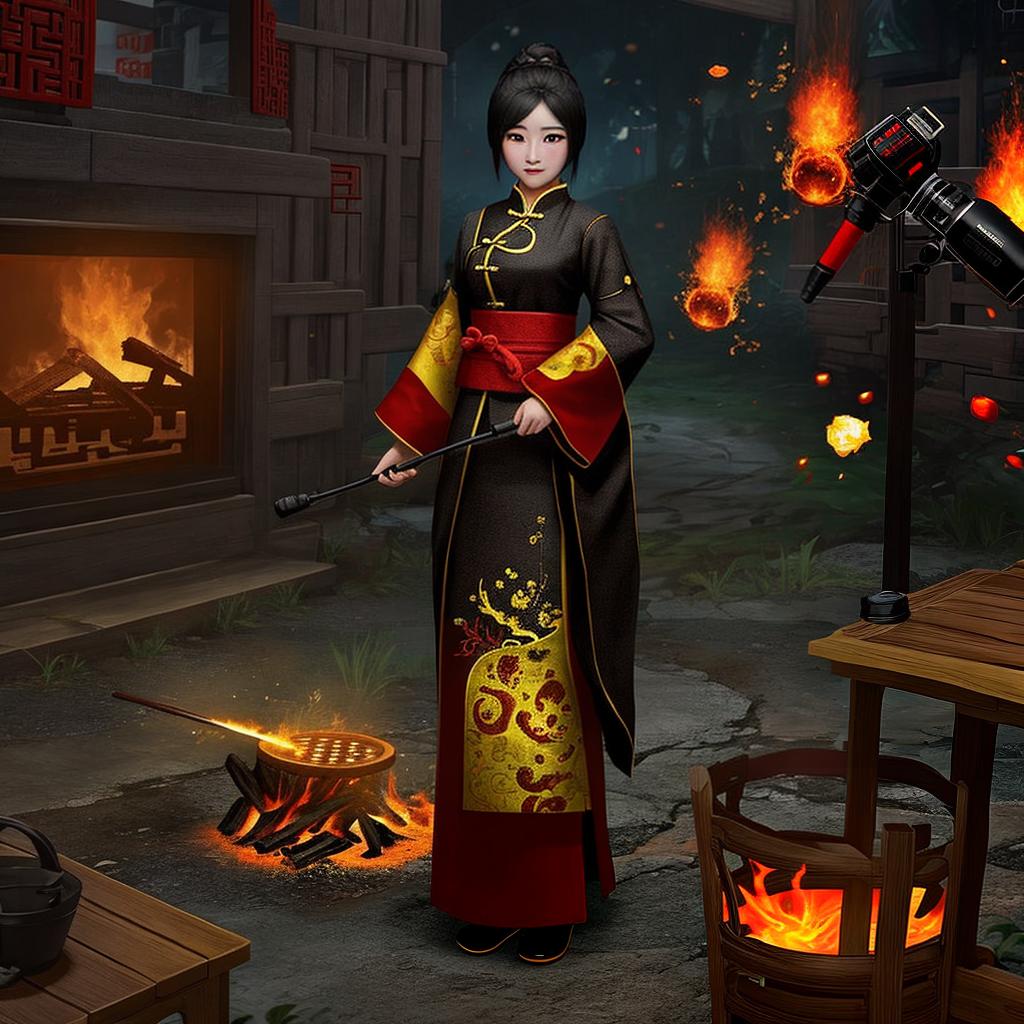  masterpiece, best quality, female, single player,8bit games, chinese style, cinematic lighting, unknown fire