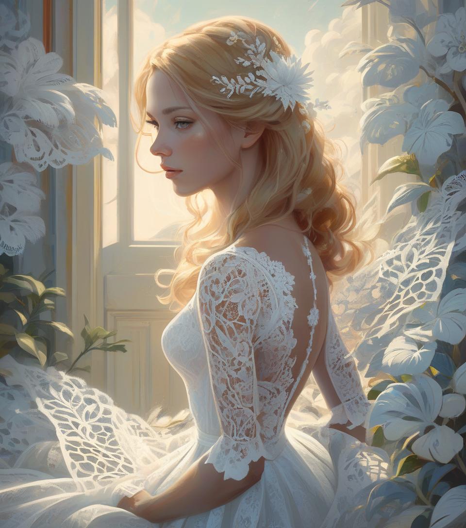  concept art white lace, by rhads, best quality, masterpiece, very aesthetic, perfect composition, intricate details, ultra detailed . digital artwork, illustrative, painterly, matte painting, highly detailed