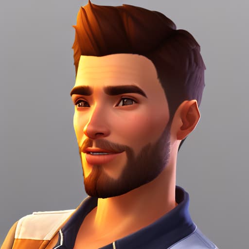 portrait+ style Sims 4 queer brunette hunk dude face