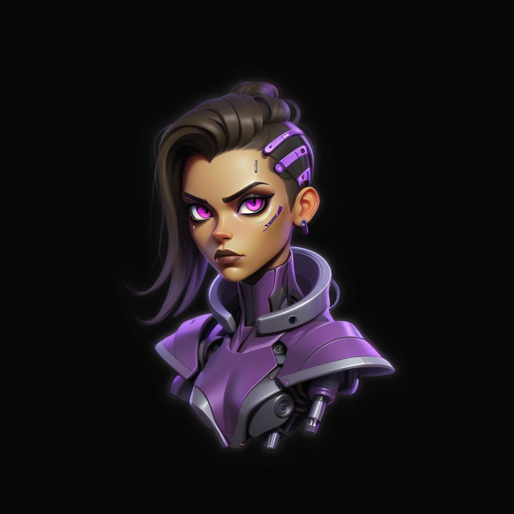  cybernetic robot sombra . android, ai, machine, metal, wires, tech, futuristic, highly detailed, sticker