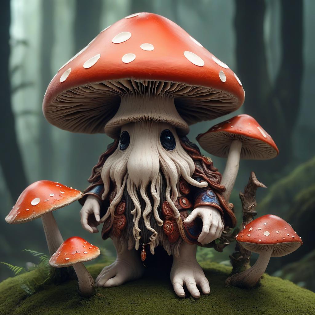  breathtaking humanoid mushroom, druid . award winning, professional, highly detailed, hkmagic