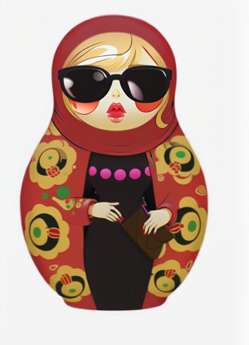  anime artwork cool russian doll in sunglases . anime style, key visual, vibrant, studio anime, highly detailed