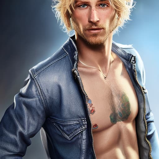 portrait+ style rockstar games character LGBT queer blonde hunk dude face