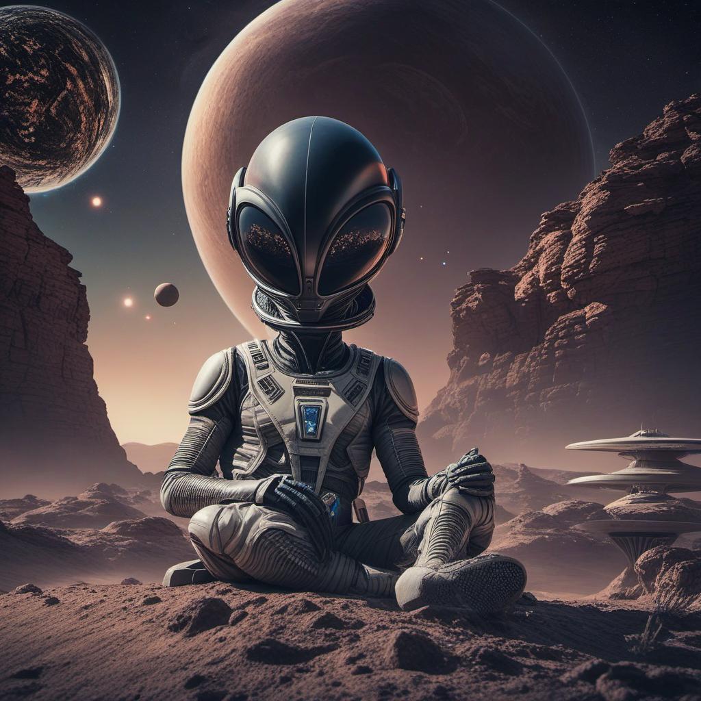  alien sitting on a planet having a sign saying fr1nzy, profile image style