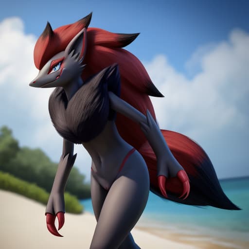  zoroark, innie pussy,, open eyes, digital art, masterpiece, 4k, fine details,