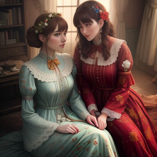  two girls in pajamas are sitting on a rover and sewn on sewing machines, two cats around a lot of spin op flowers hyperrealistic, full body, detailed clothing, highly detailed, cinematic lighting, stunningly beautiful, intricate, sharp focus, f/1. 8, 85mm, (centered image composition), (professionally color graded), ((bright soft diffused light)), volumetric fog, trending on instagram, trending on tumblr, HDR 4K, 8K