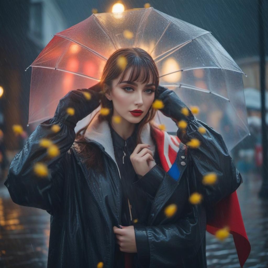  Rain in Rostov-on-Don hyperrealistic, full body, detailed clothing, highly detailed, cinematic lighting, stunningly beautiful, intricate, sharp focus, f/1. 8, 85mm, (centered image composition), (professionally color graded), ((bright soft diffused light)), volumetric fog, trending on instagram, trending on tumblr, HDR 4K, 8K