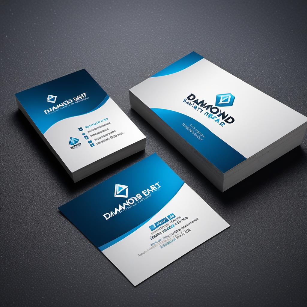  Design a sleek and professional business card for a company named 'Diamond Smart Repair'. The card should have a clean and modern look. Use a color scheme that includes shades of blue and silver. Include relevant contact details like the company logo, owner's name, phone number, email, and website. Emphasize the company's expertise in smart device repairs by incorporating subtle graphics or icons related to technology or diamonds. hyperrealistic, full body, detailed clothing, highly detailed, cinematic lighting, stunningly beautiful, intricate, sharp focus, f/1. 8, 85mm, (centered image composition), (professionally color graded), ((bright soft diffused light)), volumetric fog, trending on instagram, trending on tumblr, HDR 4K, 8K