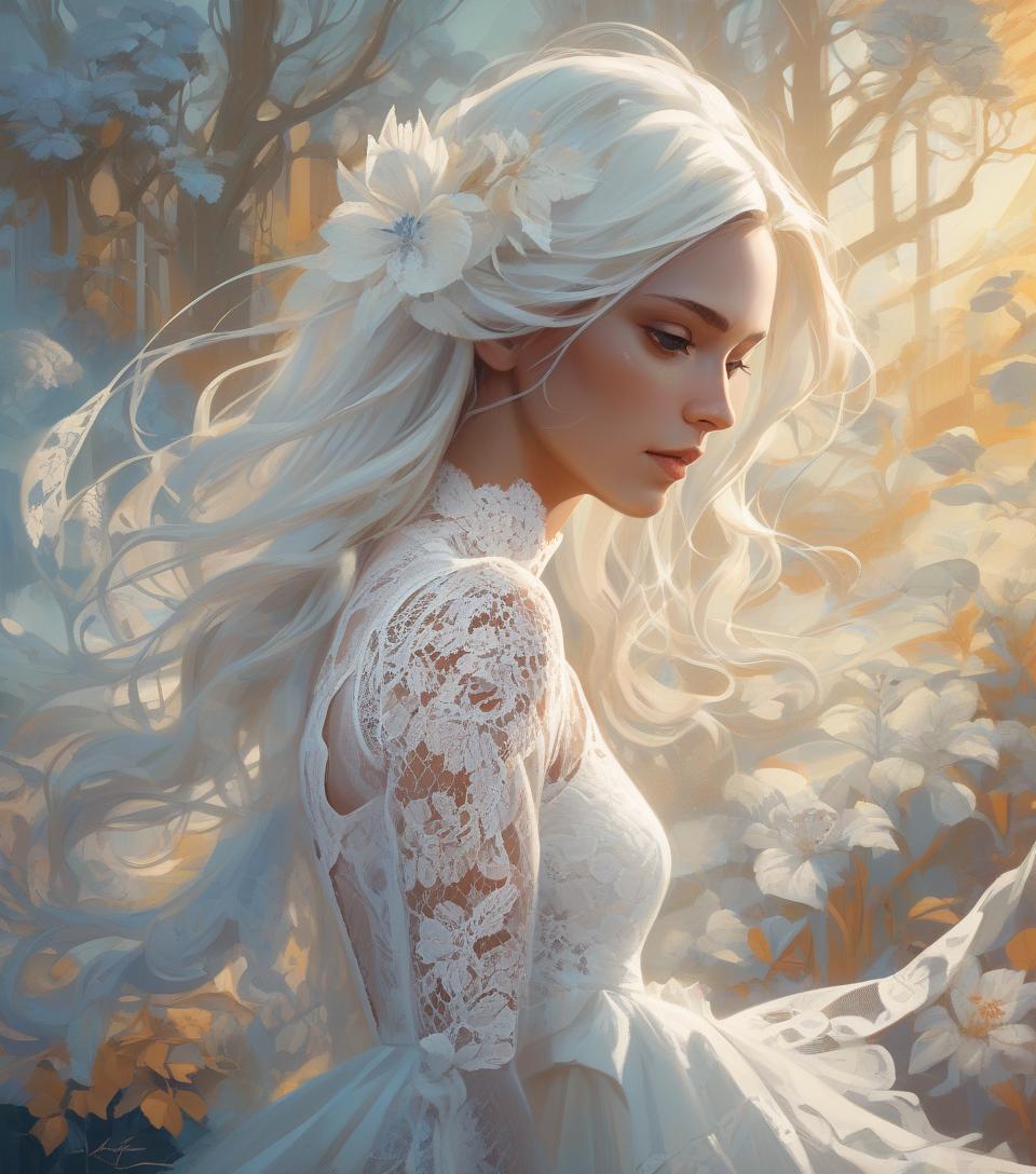  concept art white lace, by rhads, best quality, masterpiece, very aesthetic, perfect composition, intricate details, ultra detailed . digital artwork, illustrative, painterly, matte painting, highly detailed