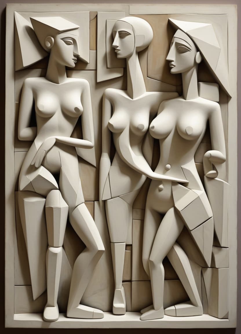  plaster panels unusual figures abstraction modern art cubism