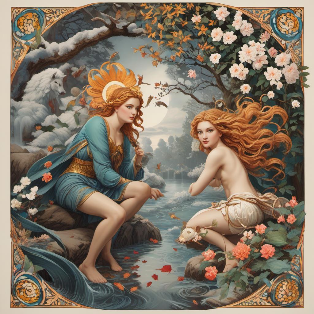  the seasons summer and winter, mythological style