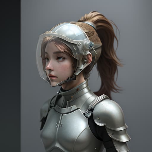  girl, humanity, wearing biological armor, shell, fully enclosed helmet, (solo: 1.5), dynamic, best quality, masterpiece, c4d, ponytail.