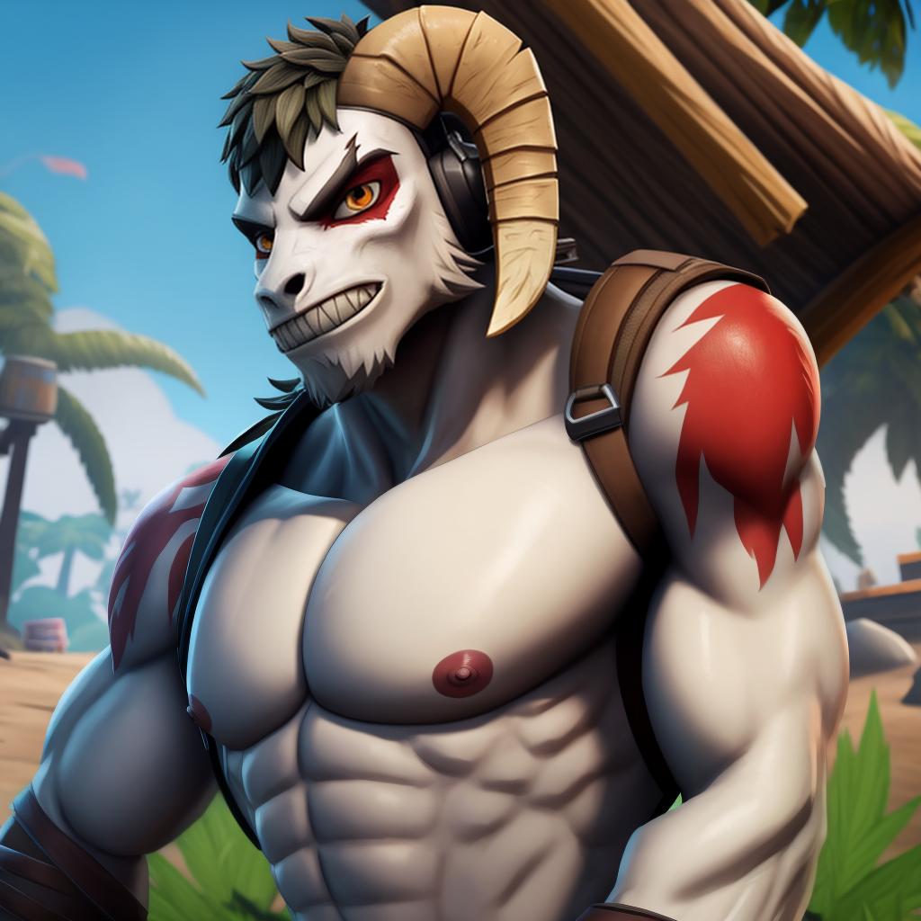  Ram (dead island, fortnite), full body, open eyes, masterpiece, 4k, fine details,