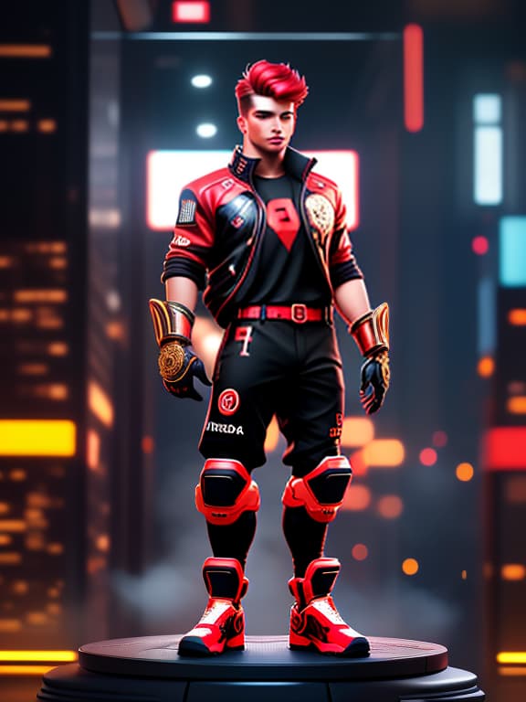  photograph of a Fashion model, A young man and a standing by the handle. The is wearing a red short and a red top with the number 2009. The boy is wearing black trousers and a black shirt with the number 2007., full body, highly detailed and intricate, golden ratio, vint colors, hyper maximalist, futuristic, city background, luxury, elite, cinematic, fashion, depth of field, colorful, glow, trending on artstation, ultra high detail, ultra realistic, cinematic lighting, focused, 8k hyperrealistic, full body, detailed clothing, highly detailed, cinematic lighting, stunningly beautiful, intricate, sharp focus, f/1. 8, 85mm, (centered image composition), (professionally color graded), ((bright soft diffused light)), volumetric fog, trending on instagram, trending on tumblr, HDR 4K, 8K
