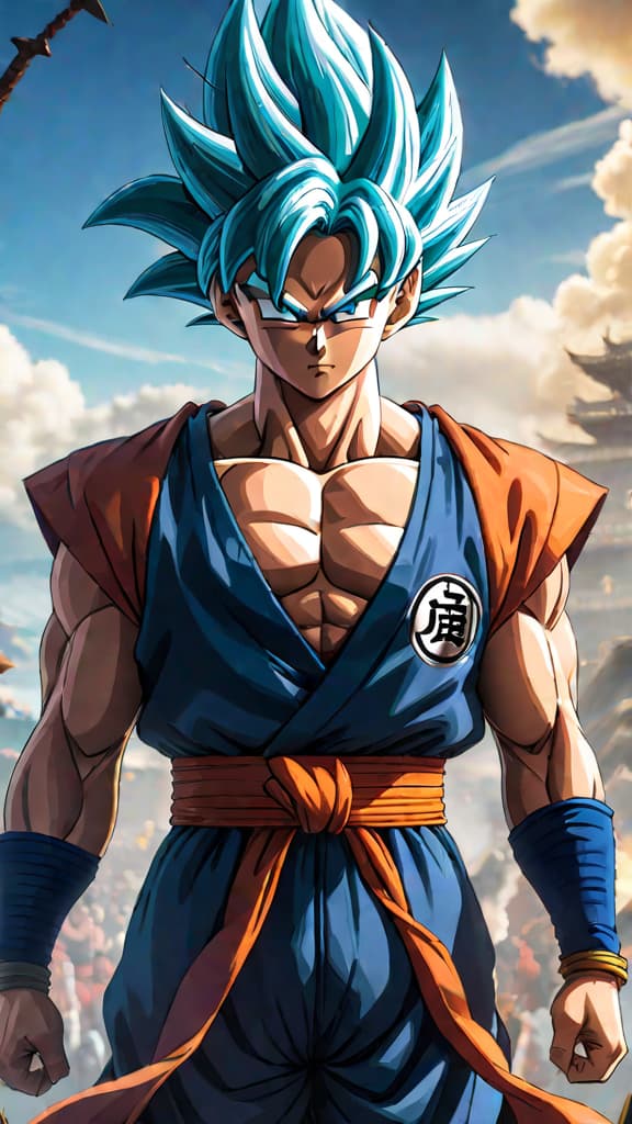  anime art: saiyan ancestors in a hidden universe, unlocking new power and revelations in dragon ball. hyperrealistic, full body, detailed clothing, highly detailed, cinematic lighting, stunningly beautiful, intricate, sharp focus, f/1. 8, 85mm, (centered image composition), (professionally color graded), ((bright soft diffused light)), volumetric fog, trending on instagram, trending on tumblr, HDR 4K, 8K