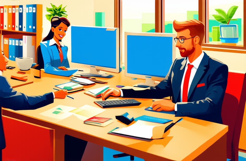  people working in office. business illustration representing busy life ar 3:2 {prompt}, maximum details