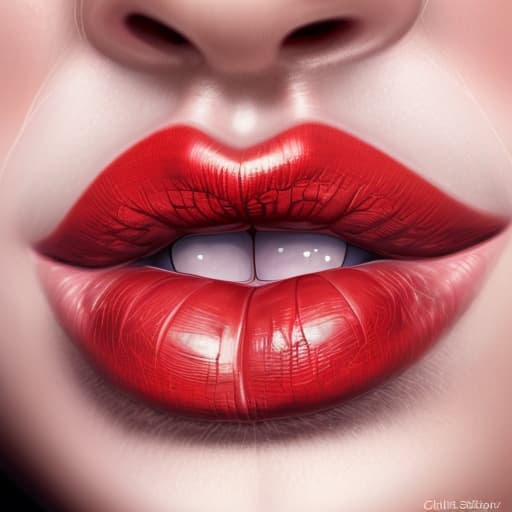  a close up of a woman's lips with a red lipstick, realistic illustrative painting, highly detailed digital painting, realistic detailed painting, glossy digital painting, imaginefx : : hyperrealism, by Christian W. Staudinger, detailed realistic painting, photorealistic digital painting, detailed realism painting, hyperrealistic digital painting, hyper realistic digital painting, hyperrealism painting