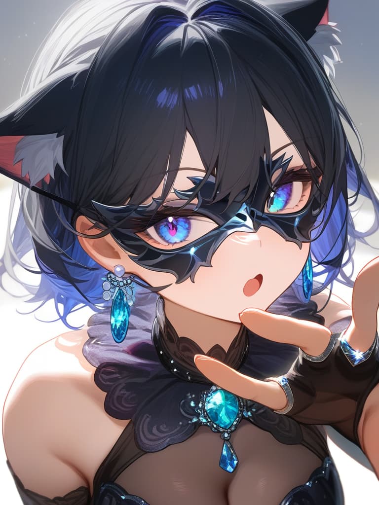  ultra detailed:1.2,masterpiece:1.2,best quality,masterpiece,bestquality,hdr:1.1,8k:1.1,very cute girl:1.3,((alexandrite stone:1. )),((hand up,reaching hand,alexandrite ring:1.6)),(pearl earrings:1.4)(princess gown:1.3),(upper body:1.4),(face focus:1.2),((black cat masquerade mask:1.7))(close mouth:1.8)