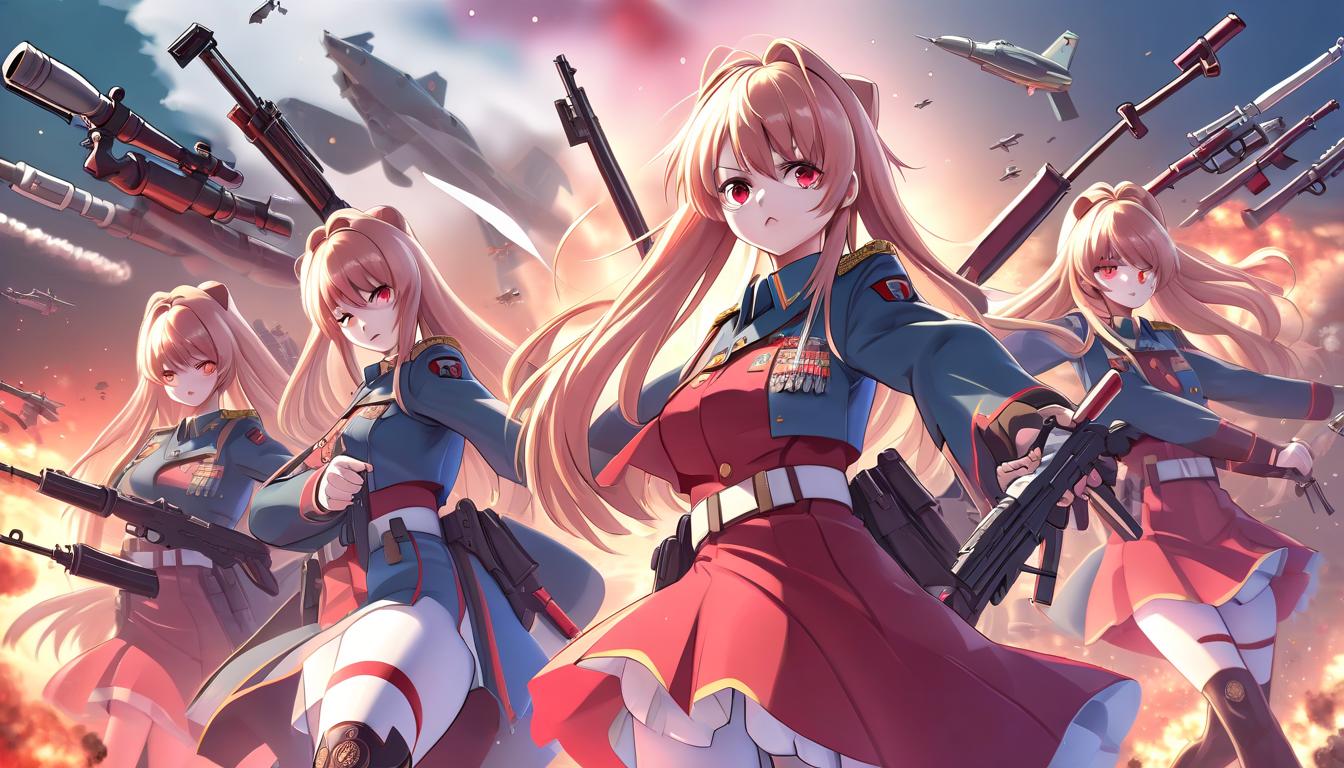  anime artwork hatsuno miko with weapons and military uniforms of the russian armed forces . anime style, key visual, vibrant, studio anime, highly detailed