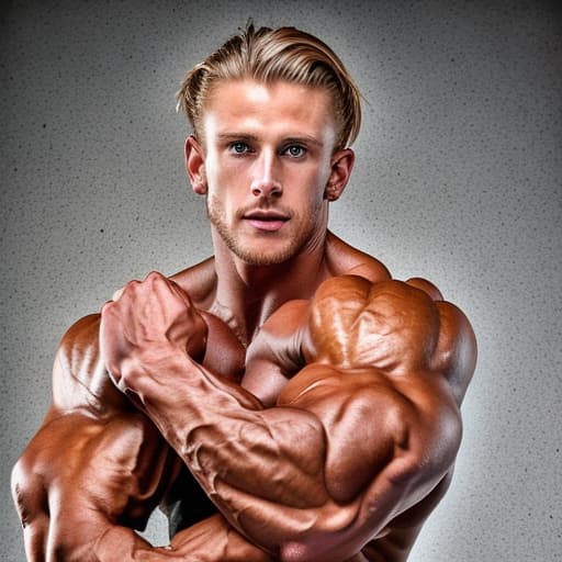 portrait+ style IFBB star bodybuilder queer blonde hunk dude face