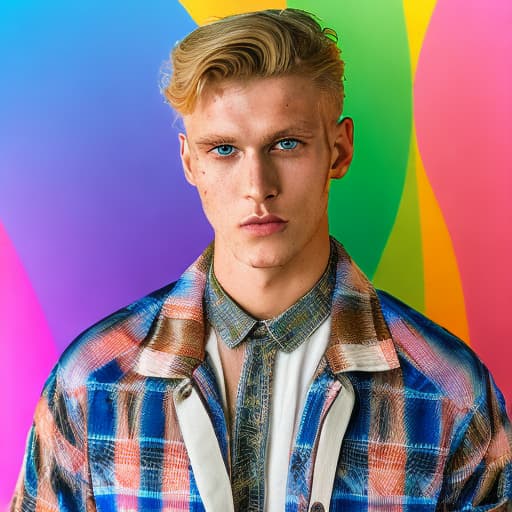 portrait+ style Russian LGBT queer fashion model blonde hunk dude face