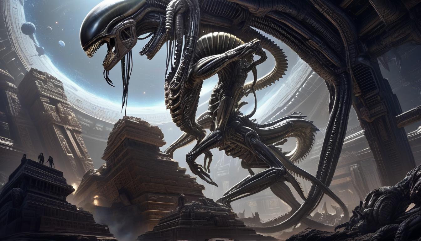  xenomorph, monster, space, realism, horror, bio, mechanics, ancient egypt