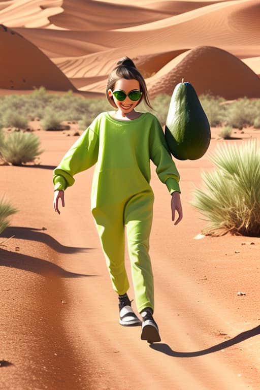  an avocado walking through the desert