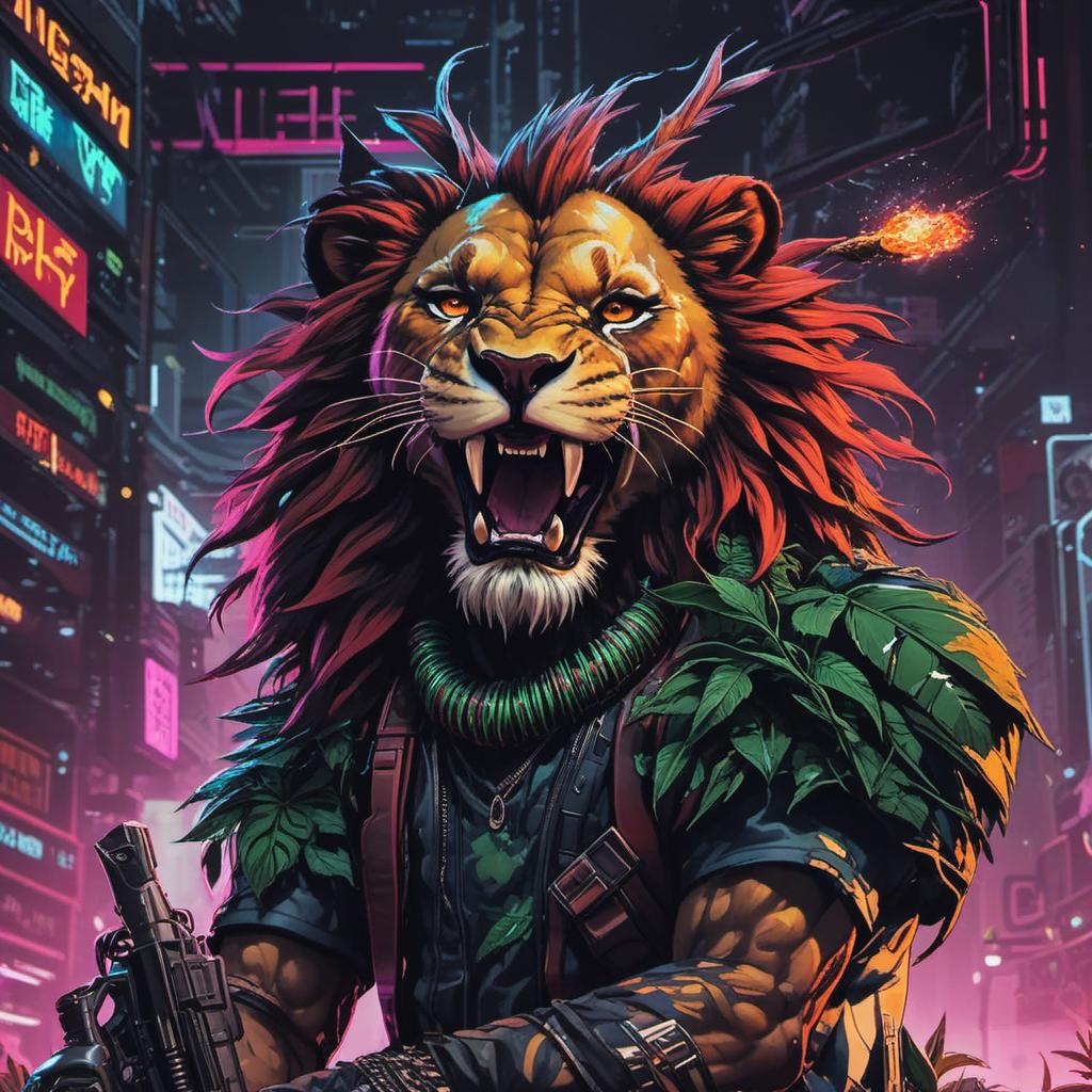  lion blood baby weed on savage, cyberpunk style