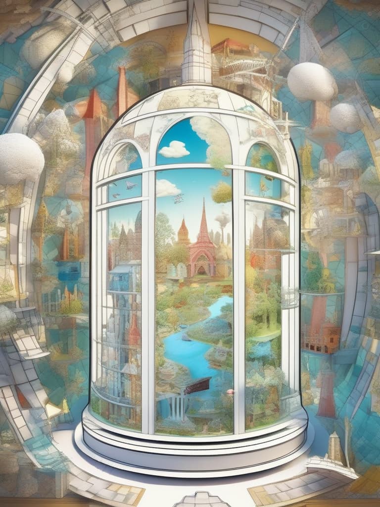  ((((world in a glass dome:1.8))))((3d modeled paper)){3d paper modeling art work beyond the limit ((on drawing paper,cute raccoon: gentle fairy tale world,3d paper modeling art on drawing paper)),neon color} super detailed,high resolution,absurd,adopted,