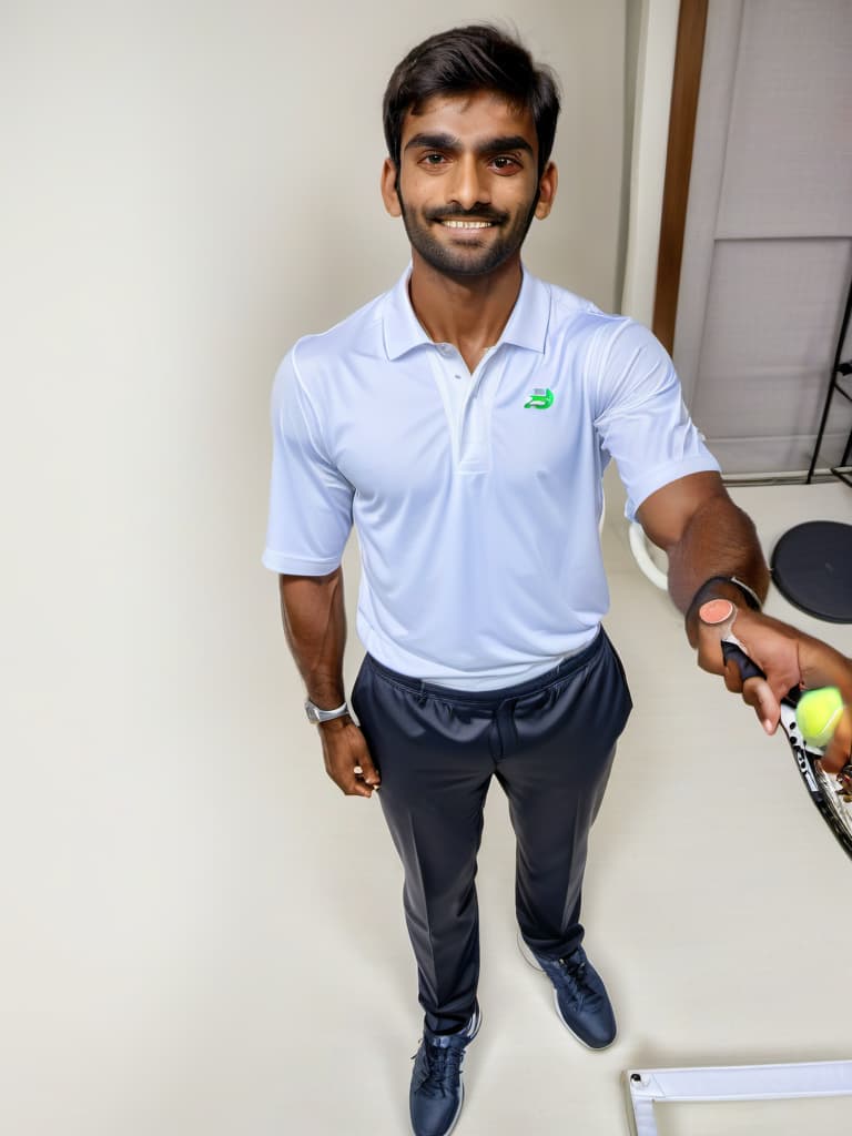  a handsome muscular indian tennis player competing at wimbledon