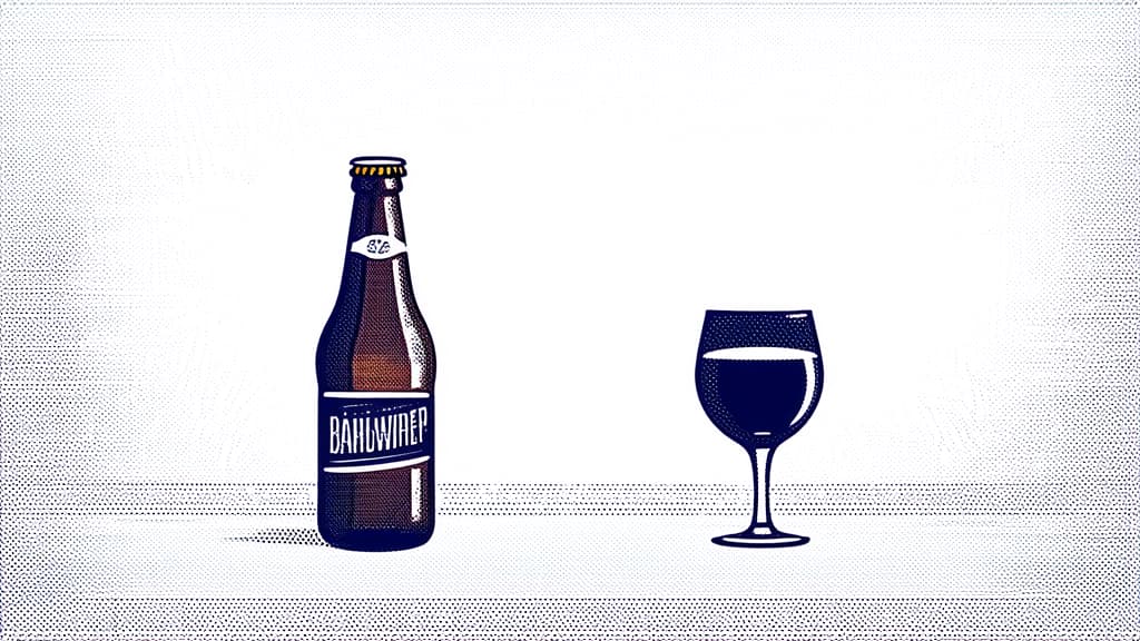  flat illustration, flaticon, (illustration:1.15), beer, bottle illustration, on white background, outline ar 16:9, [cory loftis, strobist, pascal campion :: 0.2]