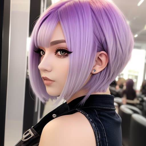  Subculture light purple hair color hairstyle wolf cut girl