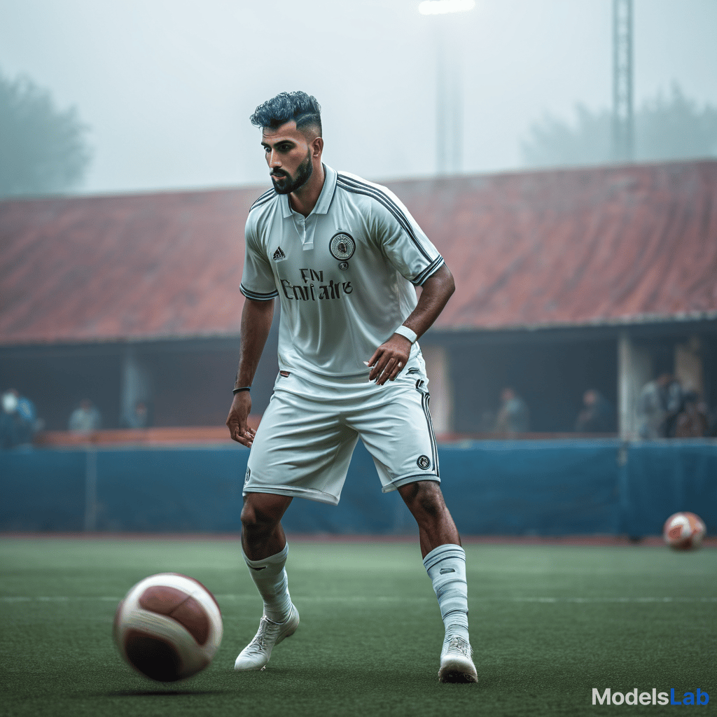  ahmed playing fot ball hyperrealistic, full body, detailed clothing, highly detailed, cinematic lighting, stunningly beautiful, intricate, sharp focus, f/1. 8, 85mm, (centered image composition), (professionally color graded), ((bright soft diffused light)), volumetric fog, trending on instagram, trending on tumblr, HDR 4K, 8K